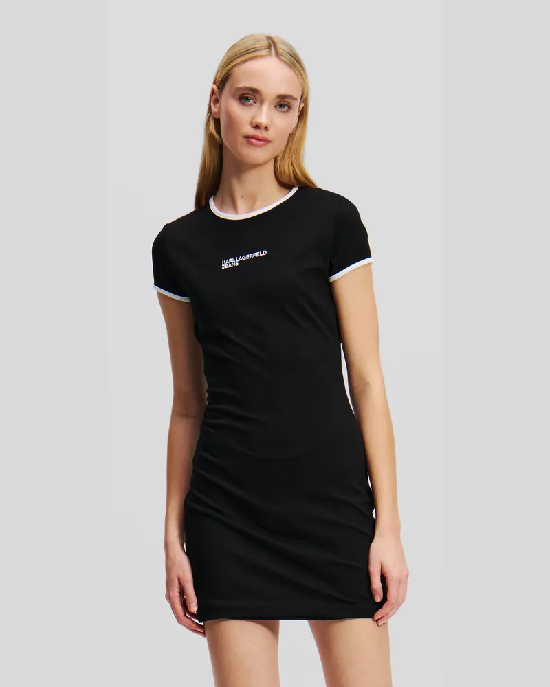 Karl Lagerfeld Figurnahes T-shirt-kleid Mit Logo, Frau, Schwarz, Größe Schwarz