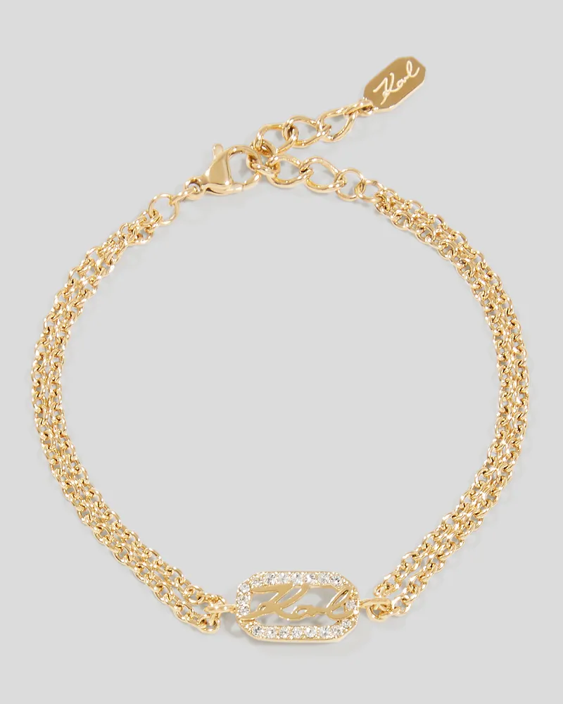 Karl Lagerfeld Signature Pavé-anhänger-armband, Frau, Gold, Größe Gold