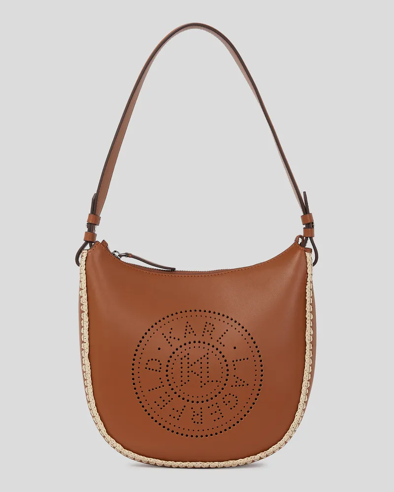Karl Lagerfeld K/circle Mond-schultertasche Mit Lochmuster, Frau, Naturbraun, Größe Naturbraun