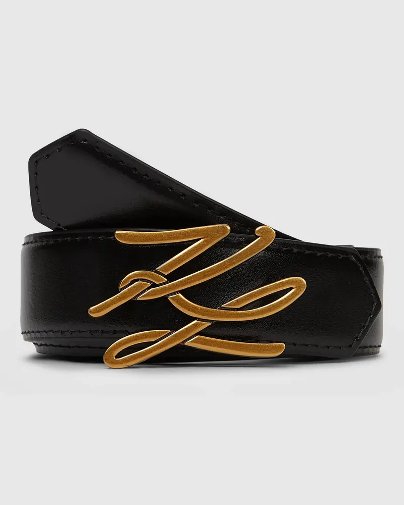 Karl Lagerfeld K/autograph Mittelbreiter Gürtel, Damen, Schwarz, Größe Schwarz