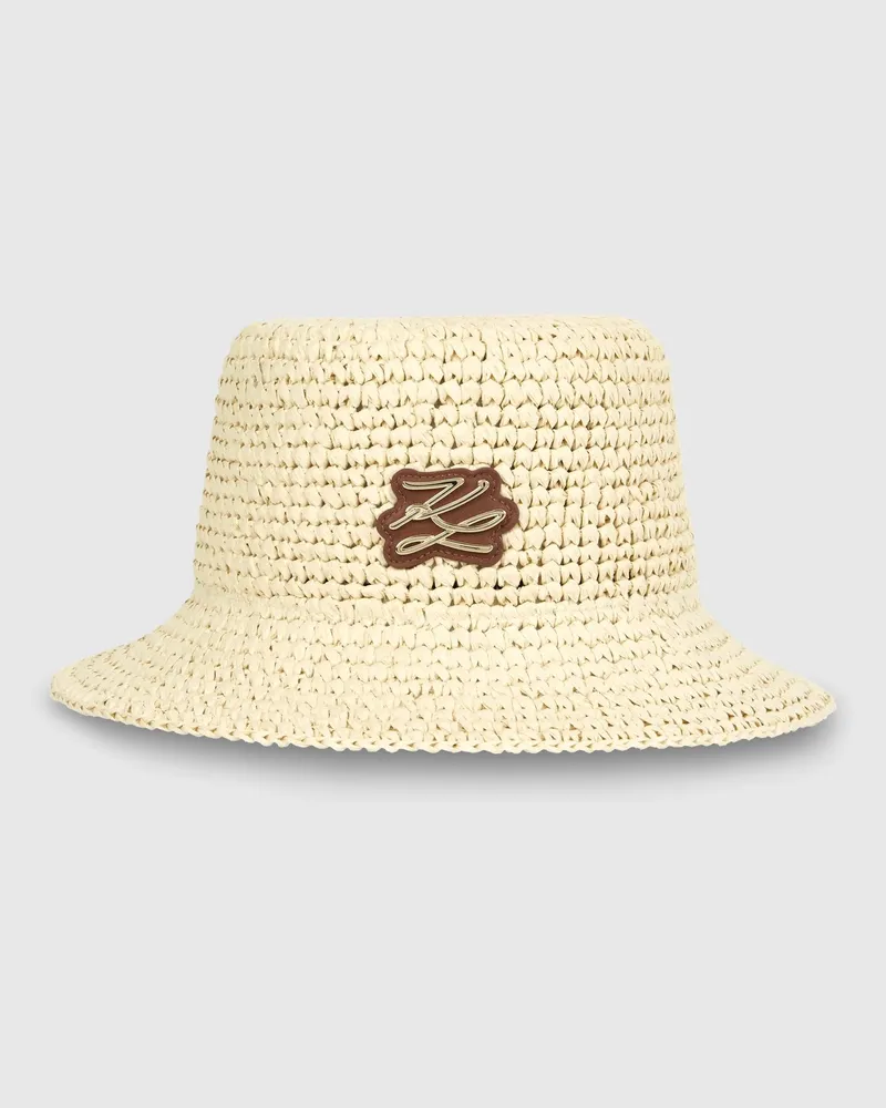 Karl Lagerfeld K/autograph Gehäkelter Bucket Hat, Damen, Natur, Größe Natur