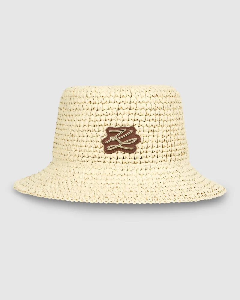Karl Lagerfeld K/autograph Gehäkelter Bucket Hat, Damen, Natur, Größe Natur