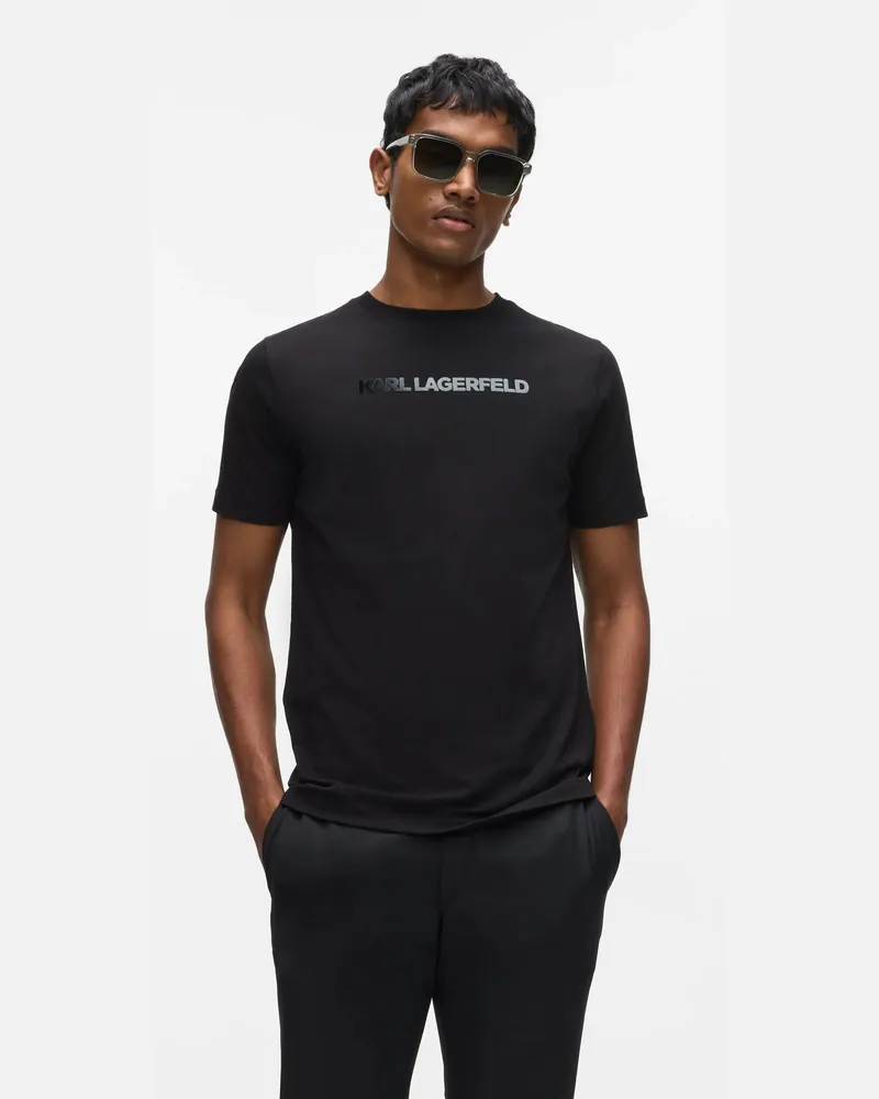 Karl Lagerfeld T-shirt Mit Metall-logo, Herren, Schwarz, Größe Schwarz