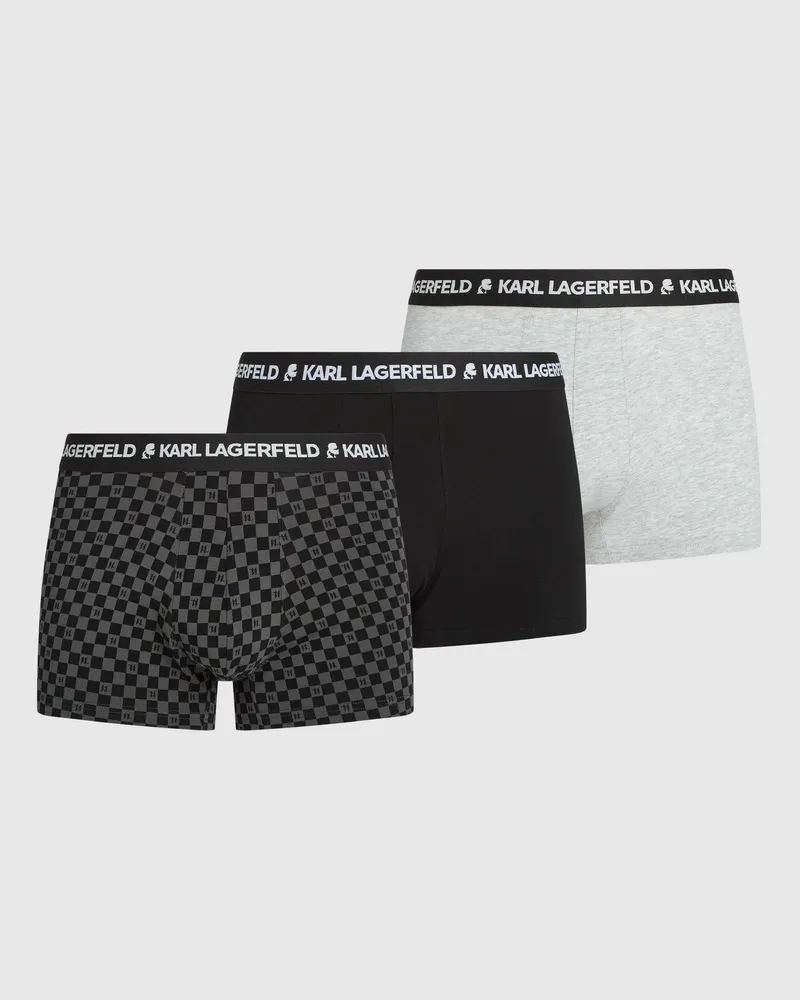 Karl Lagerfeld 3er-pack Boxershorts Mit Monogram, Herren, Schachbrettmuster-grau-schwarz, Größe Schachbrettmuster-grau-schwarz