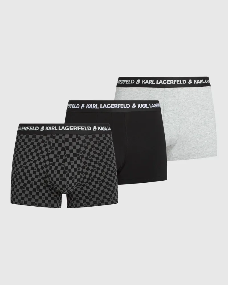 Karl Lagerfeld 3er-pack Boxershorts Mit Monogram, Herren, Schachbrettmuster-grau-schwarz, Größe Schachbrettmuster-grau-schwarz