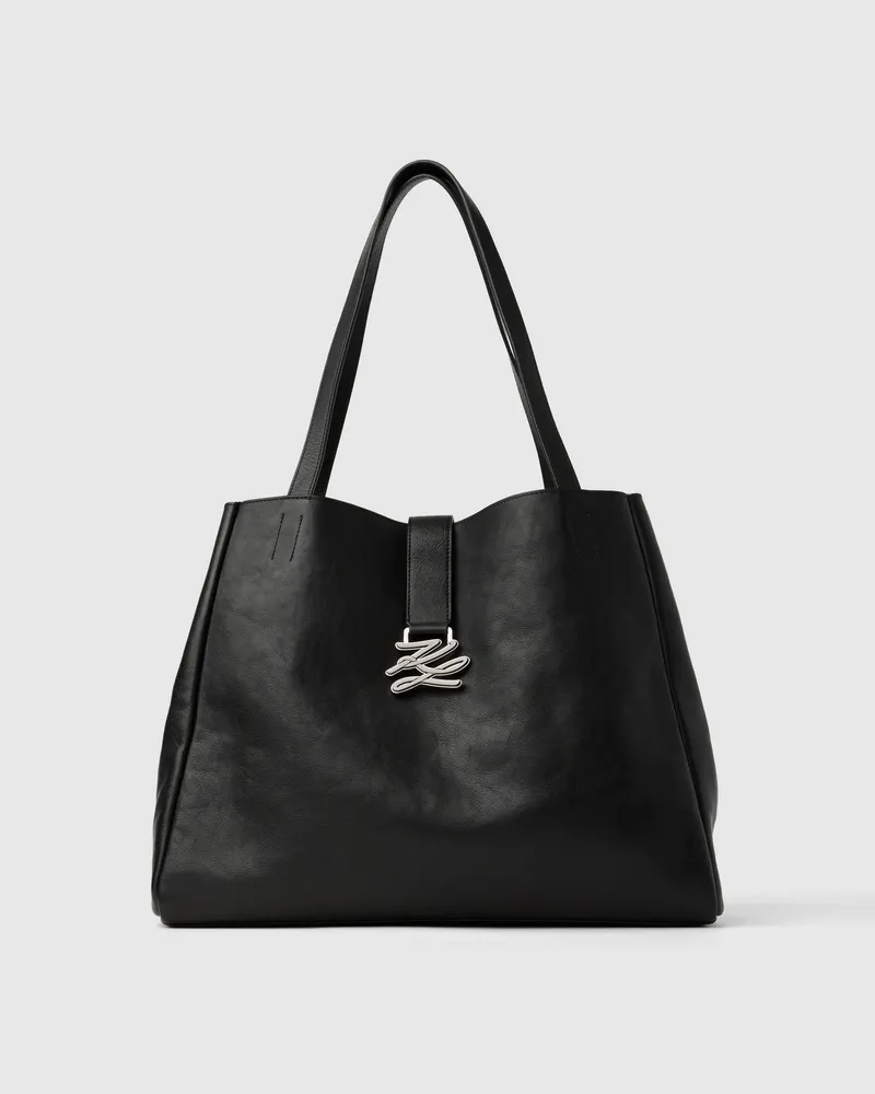 Karl Lagerfeld K/autograph Swing Große Tote Bag, Damen, Schwarz-gunmetal, Größe Schwarz-gunmetal