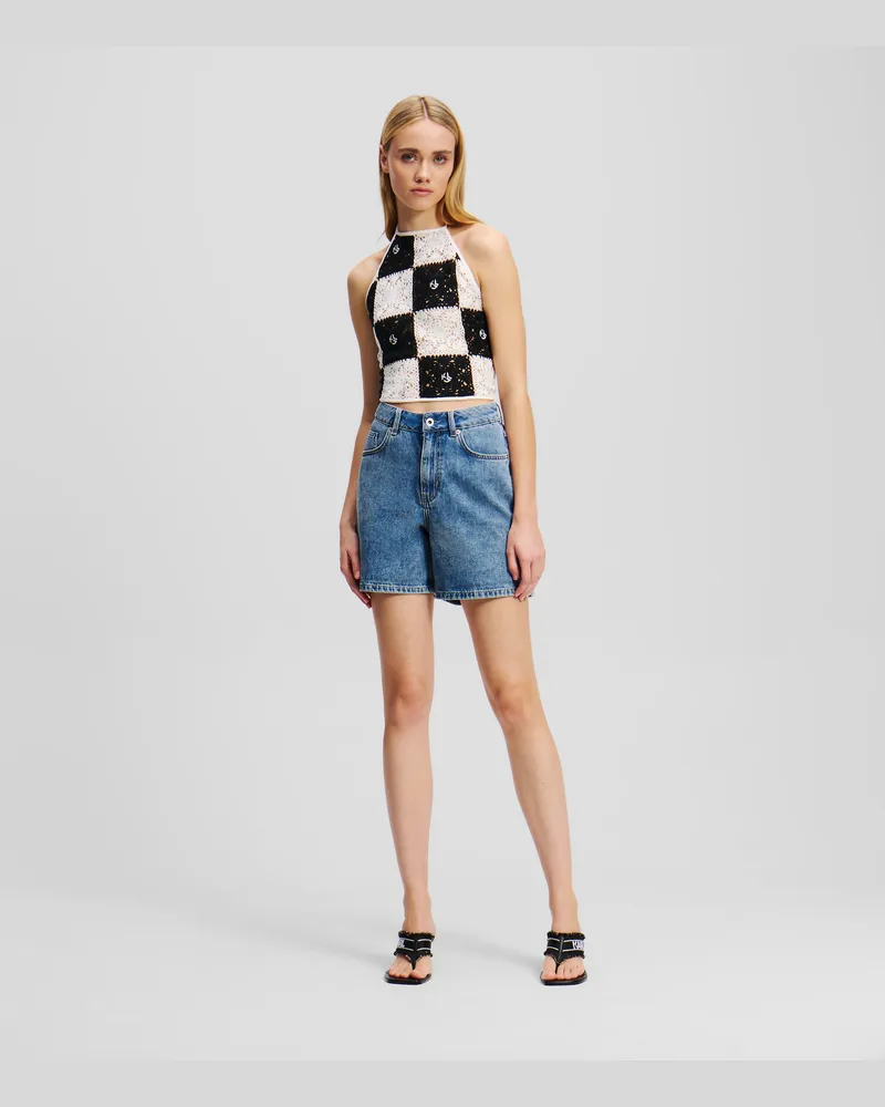 Karl Lagerfeld Hoch Geschnittene Denim-shorts, Frau, Mittleres Marmorblau, Größe Mittleres