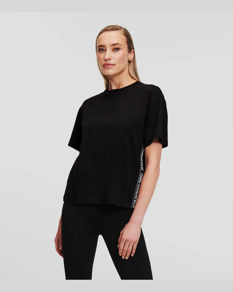 Karl Lagerfeld T-shirt Mit Logoband, Frau, Schwarz, Größe Schwarz