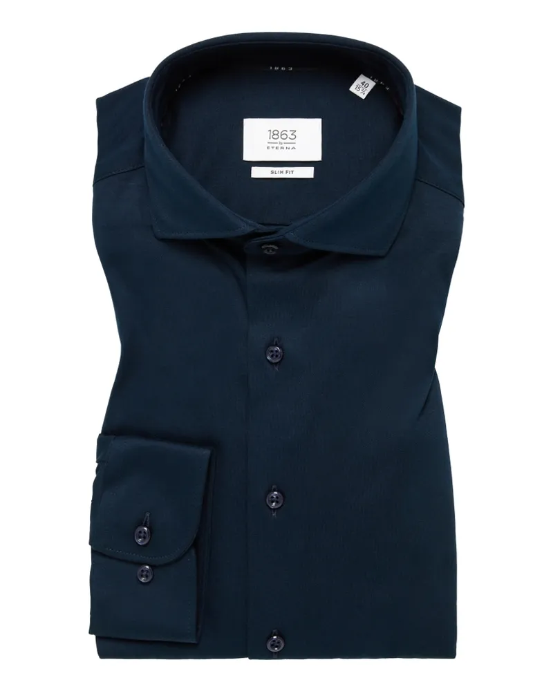 Eterna SLIM FIT Jersey Shirt in unifarben Dunkelblau
