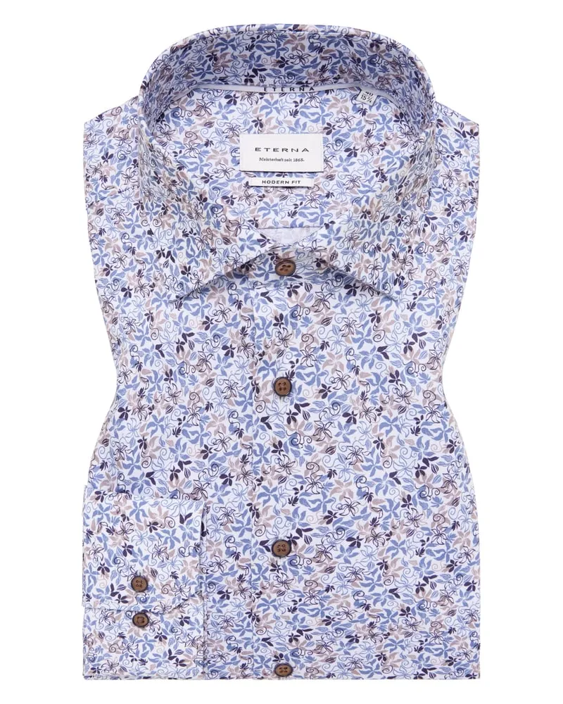 Eterna MODERN FIT Hemd in bedruckt Blau