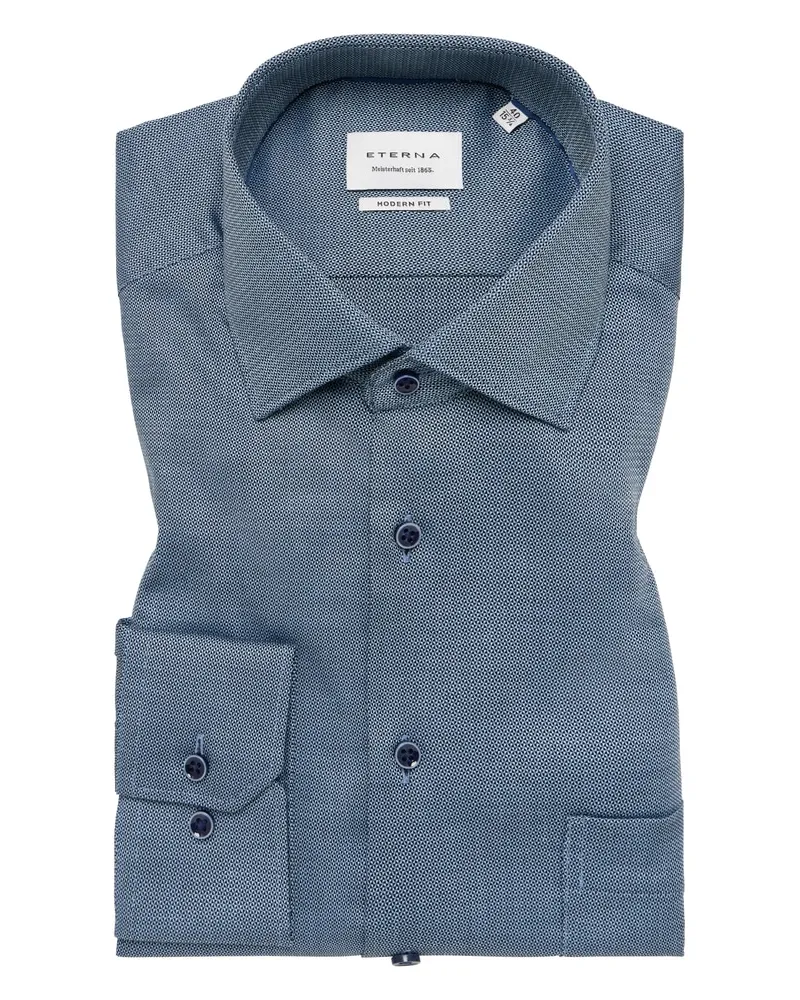 Eterna MODERN FIT Hemd in strukturiert Blau