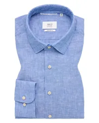 Eterna MODERN FIT Linen Shirt in unifarben Mittelblau