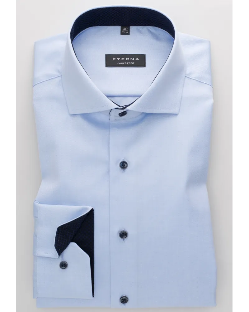 Eterna COMFORT FIT Cover Shirt in unifarben Hellblau
