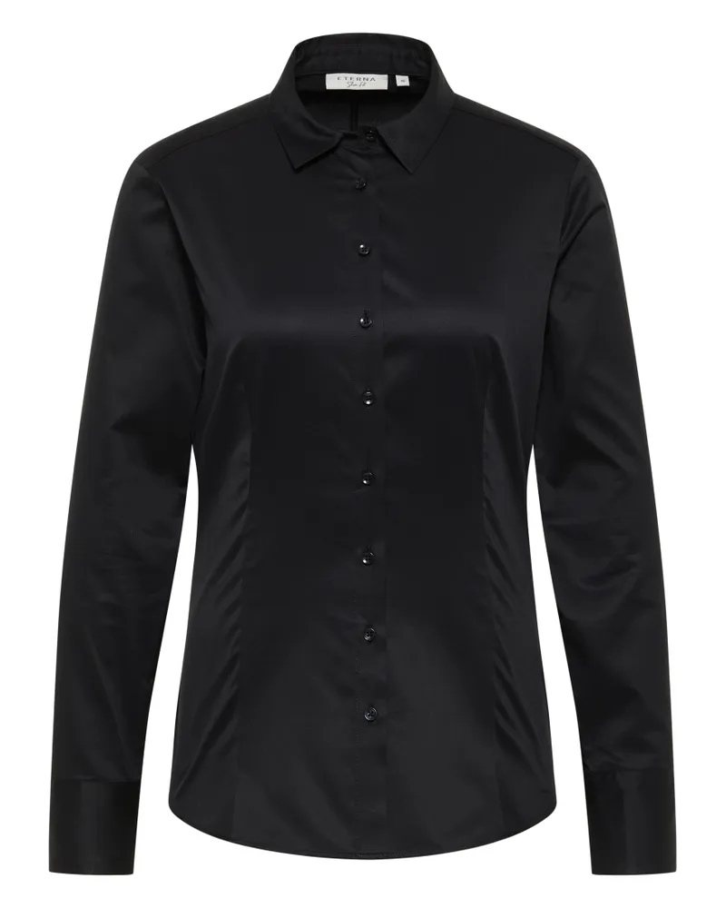 Eterna Cover Shirt Bluse in unifarben Schwarz