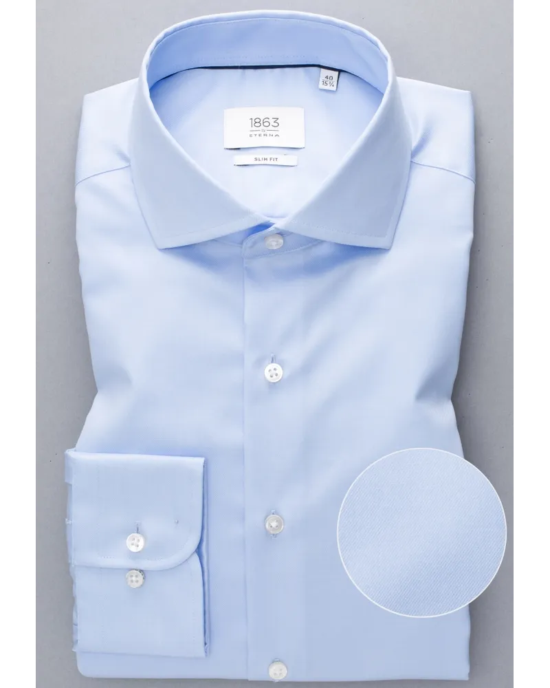 Eterna SLIM FIT Luxury Shirt in unifarben Hellblau