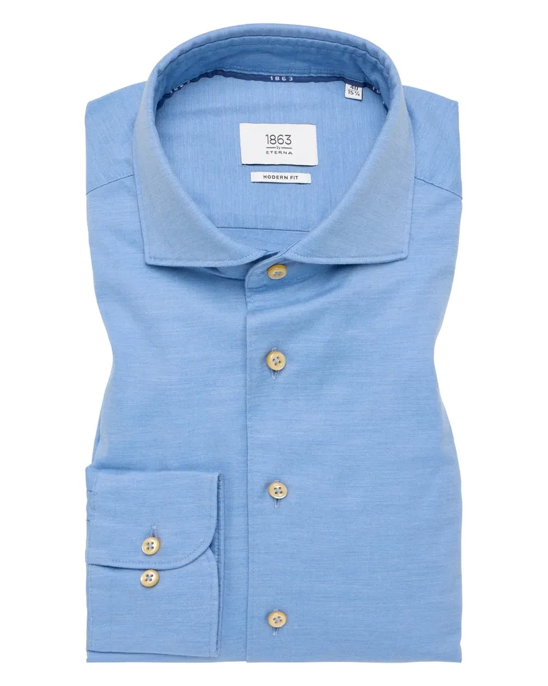 Eterna MODERN FIT Hemd in unifarben Mittelblau