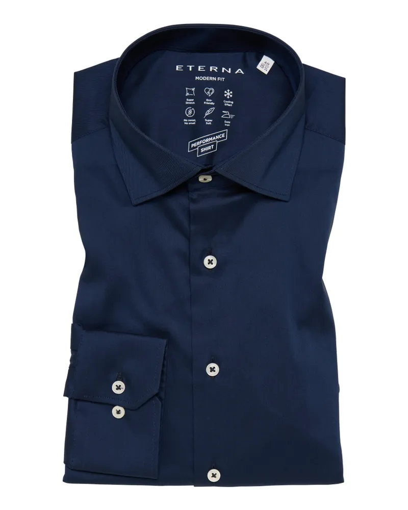 Eterna MODERN FIT Performance Shirt in unifarben Navy