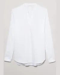 Eterna Satin Shirt Bluse in unifarben Weiß