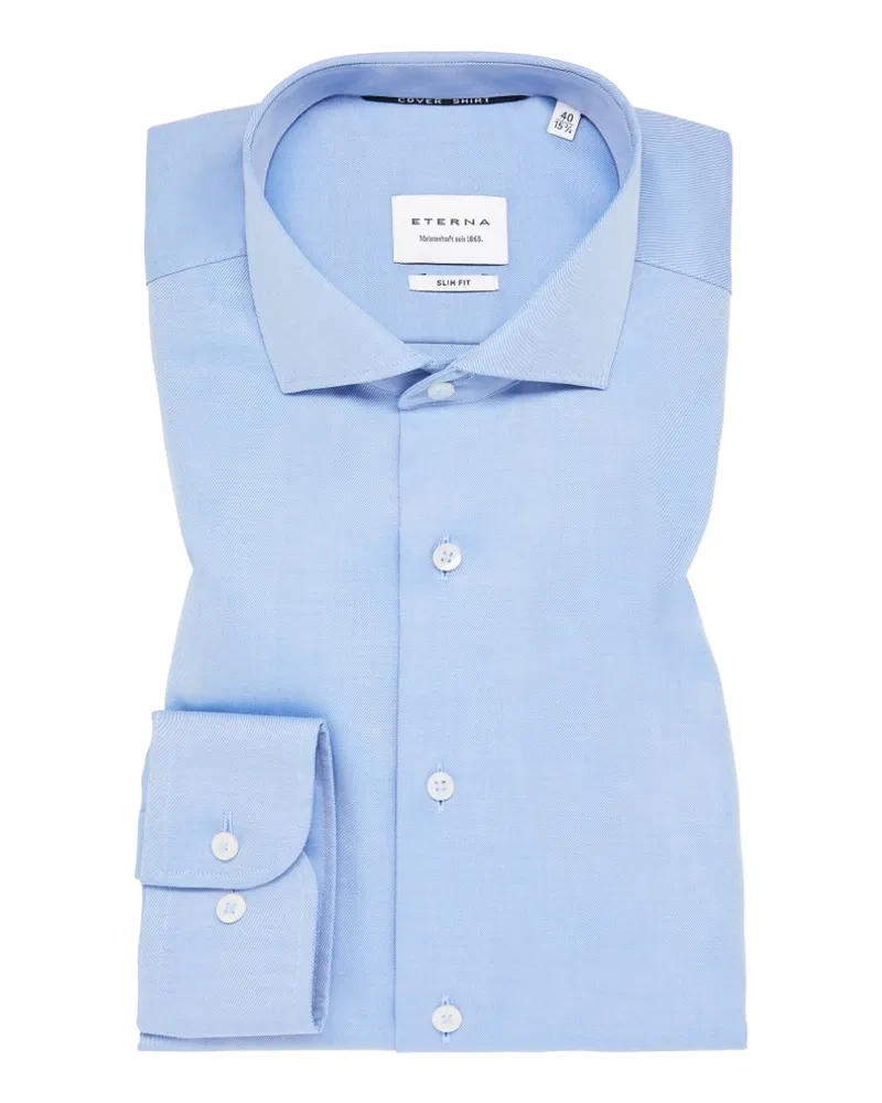 Eterna SLIM FIT Cover Shirt in unifarben Blau