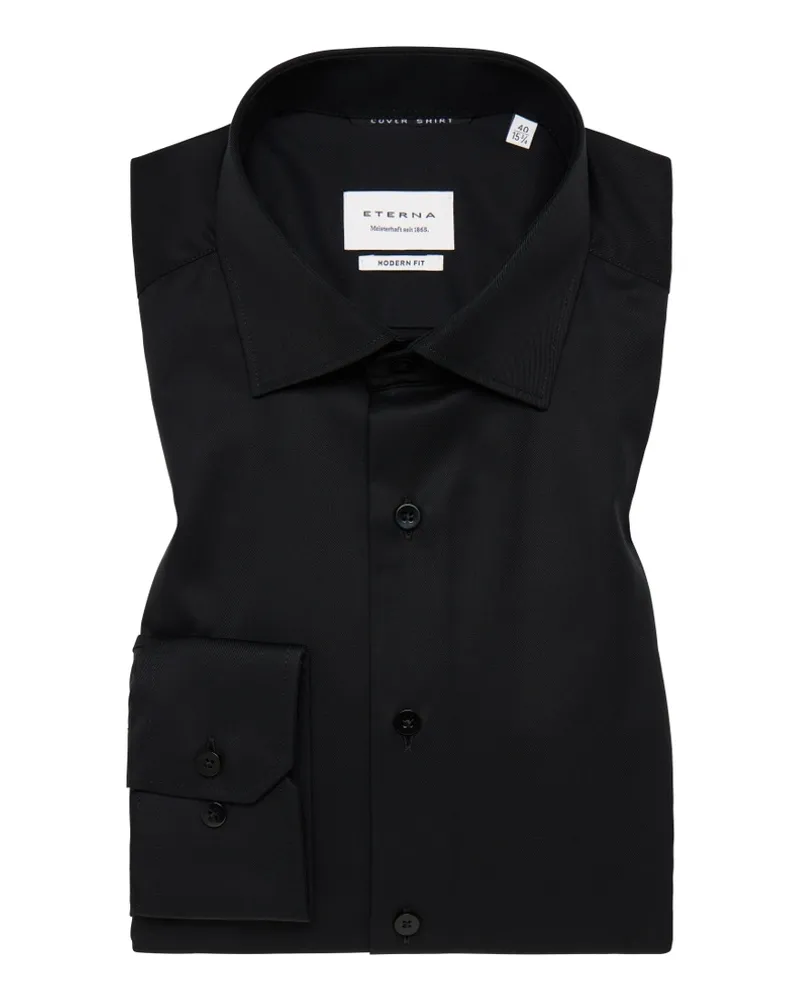 Eterna MODERN FIT Cover Shirt in unifarben Schwarz