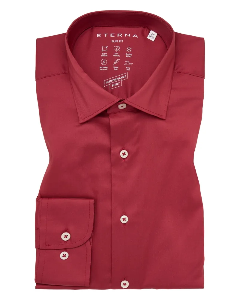 Eterna SLIM FIT Performance Shirt in unifarben Rot