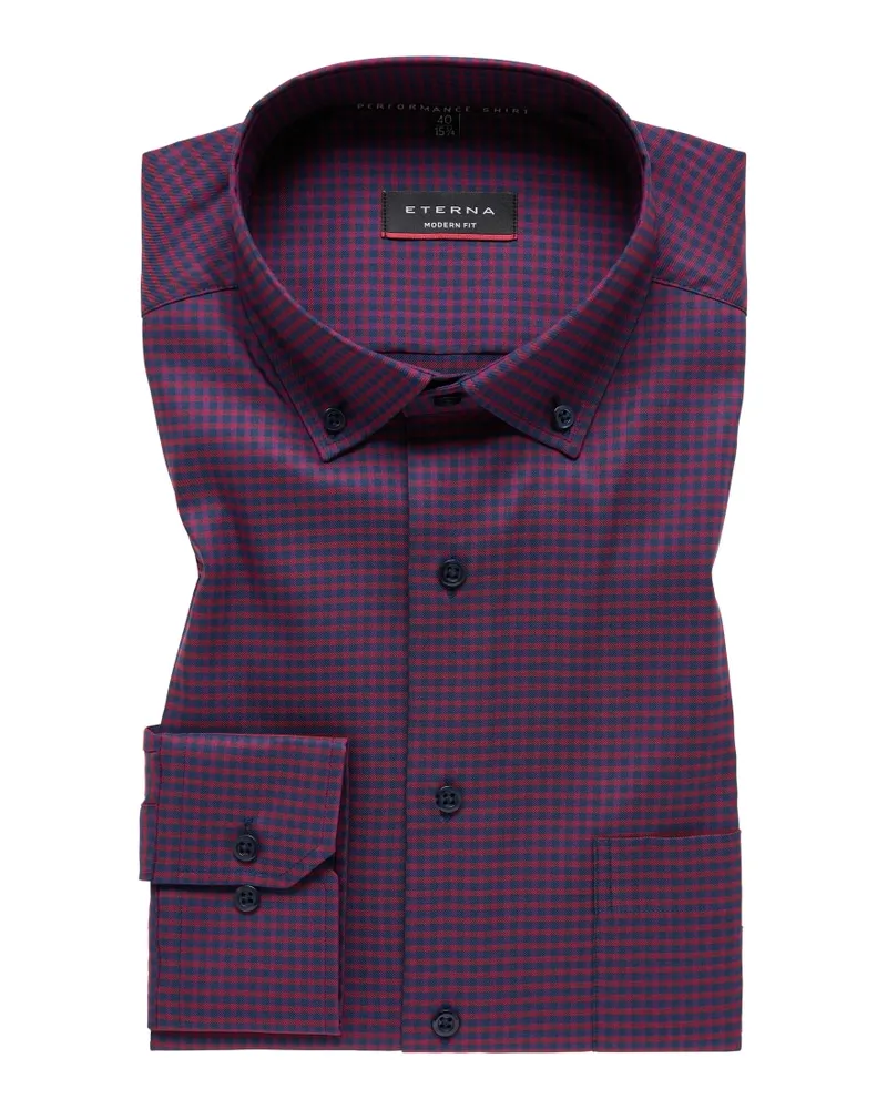 Eterna MODERN FIT Performance Shirt in kariert Dunkelrot