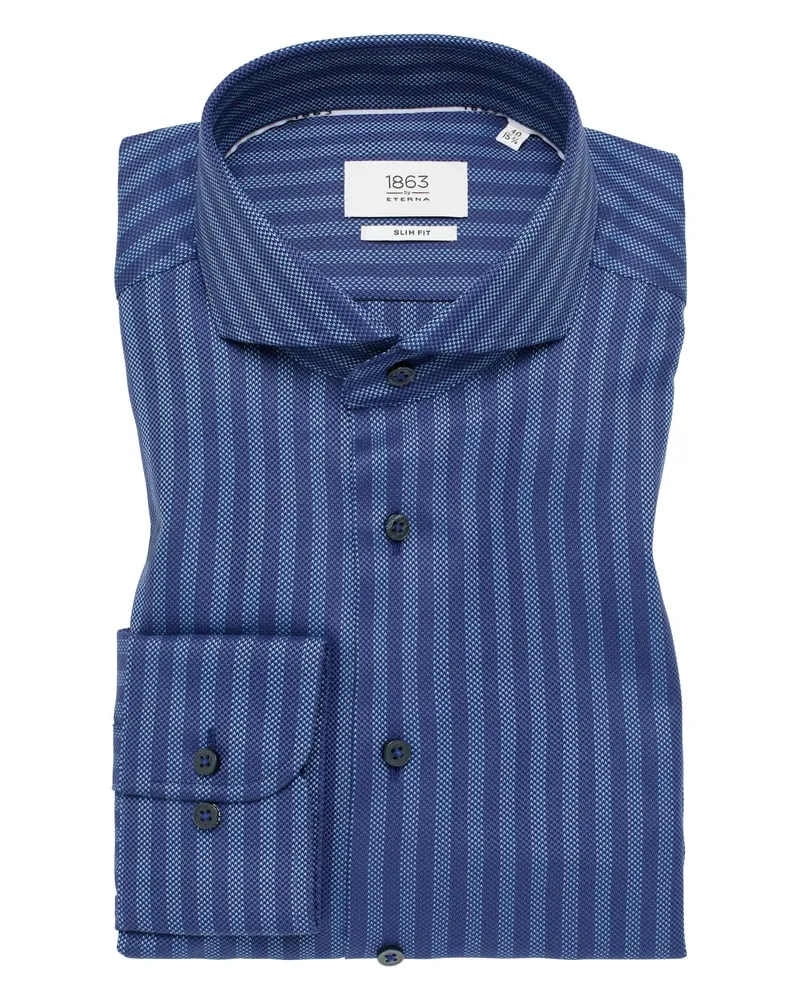 Eterna SLIM FIT Hemd in gestreift Navy