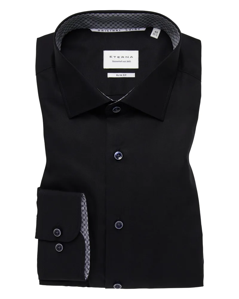 Eterna SLIM FIT Original Shirt in unifarben Schwarz