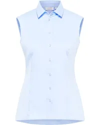 Eterna Satin Shirt Bluse in unifarben Hellblau