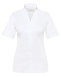 Eterna Satin Shirt Bluse in unifarben Weiß