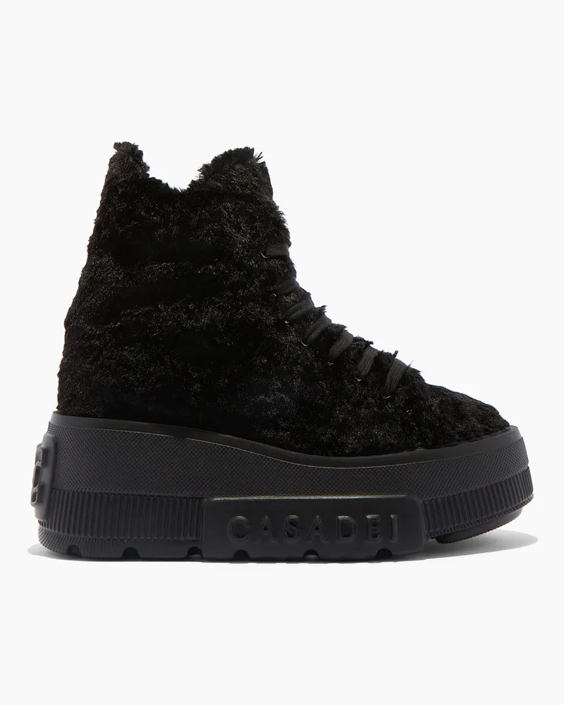 Casadei Nexus Senales Faux Fur - Frau Sneakers Schwarz Schwarz