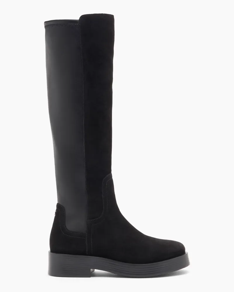 Casadei Charlie Stretch Suede Boots - Frau Hohe Stiefel Black Black
