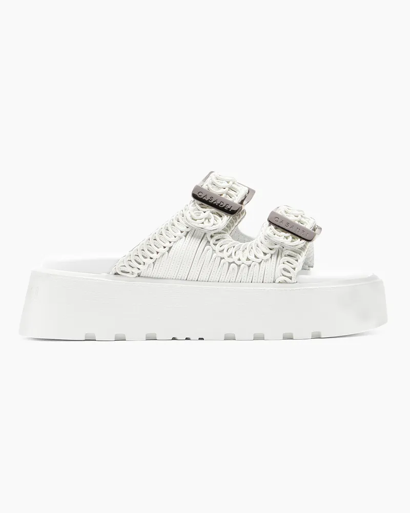 Casadei Birky Ale Slides - Frau Flats Weiss Weiss