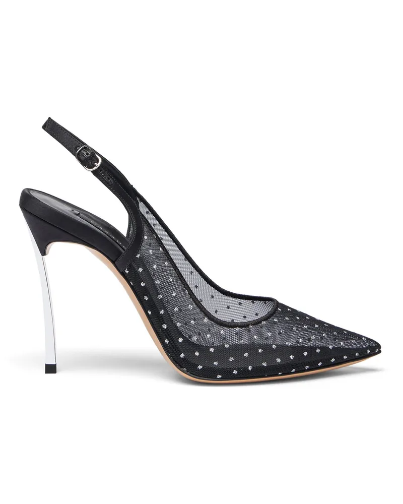 Casadei Blade Vanity Mesh Slingbacks Schwarz