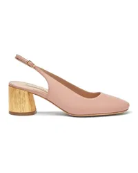 Casadei Emily Cleo Leather and Gold Slingbacks Rosé