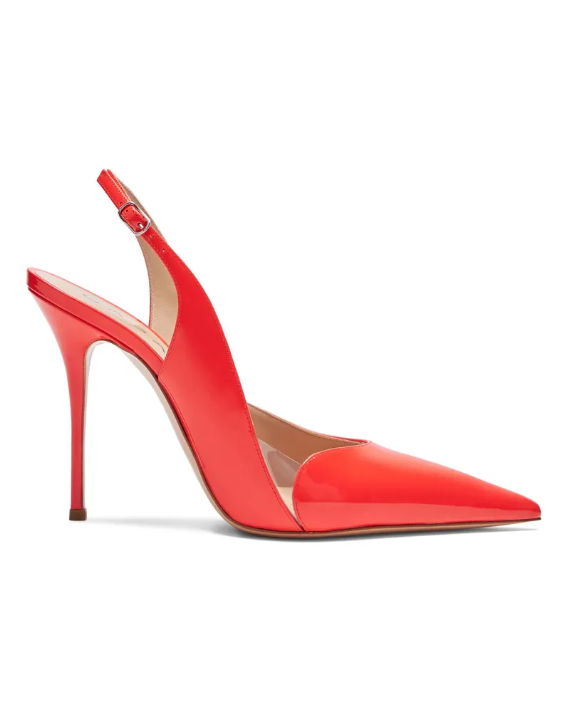 Casadei Scarlet Patent Leather, PVC Slingbacks Coralflame