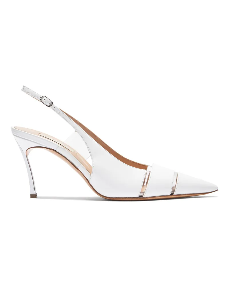 Casadei Superblade Patent Leather Slingbacks Weiss