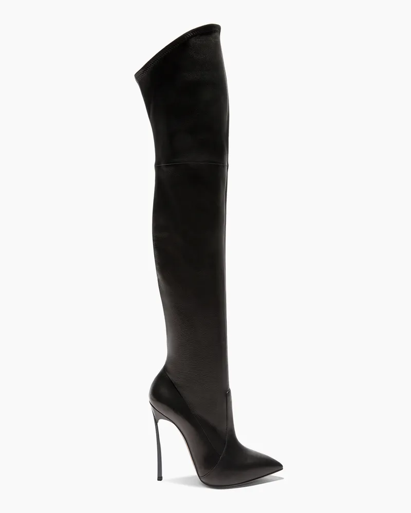 Casadei Blade Leder - Frau Overknee-stiefel Schwarz Schwarz