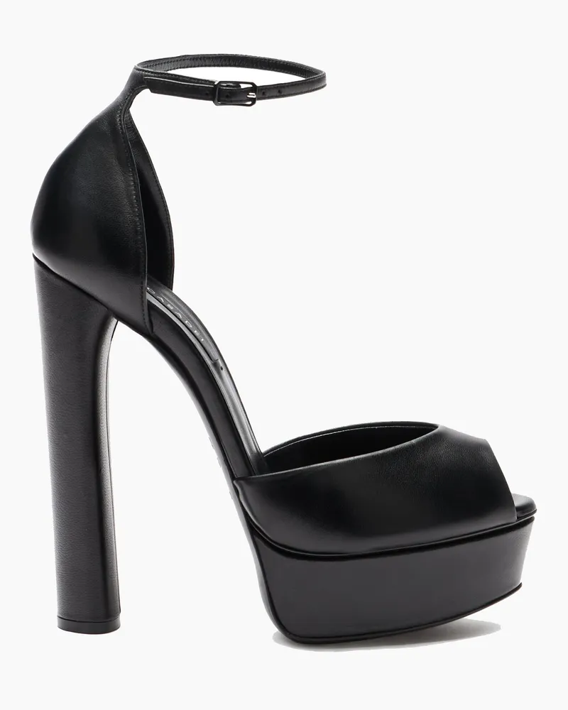 Casadei Flora Leather Platform Sandals - Frau Plateauschuhe Black Black