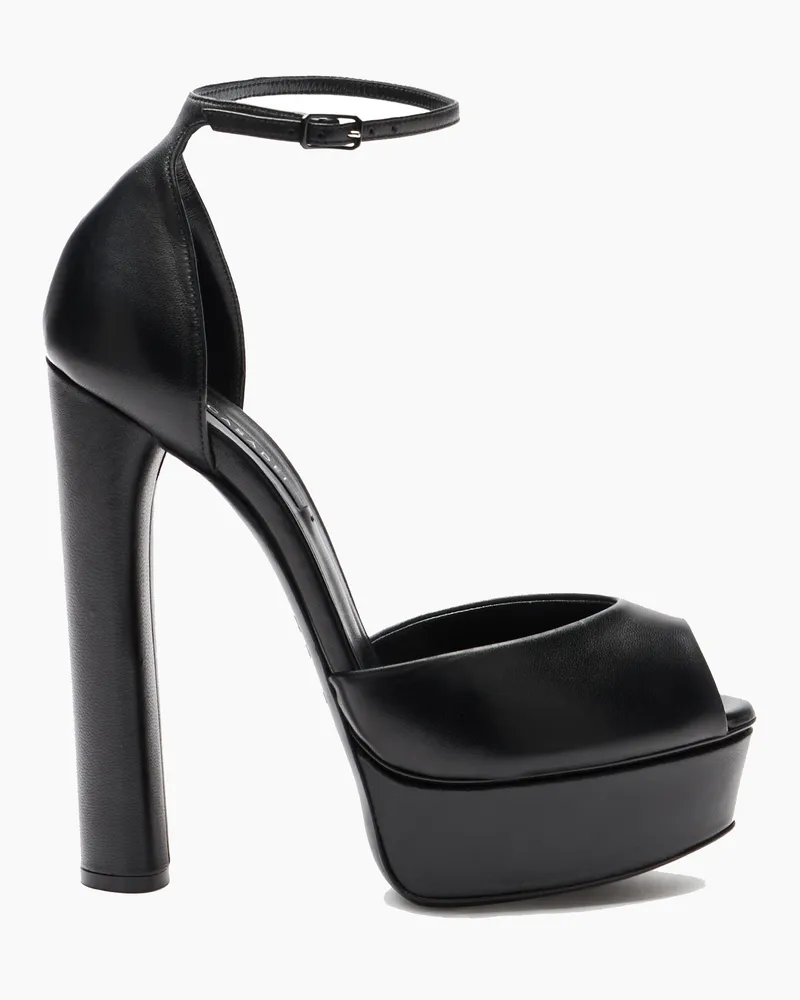 Casadei Flora Leather Platform Sandals - Frau Plateauschuhe Black Black