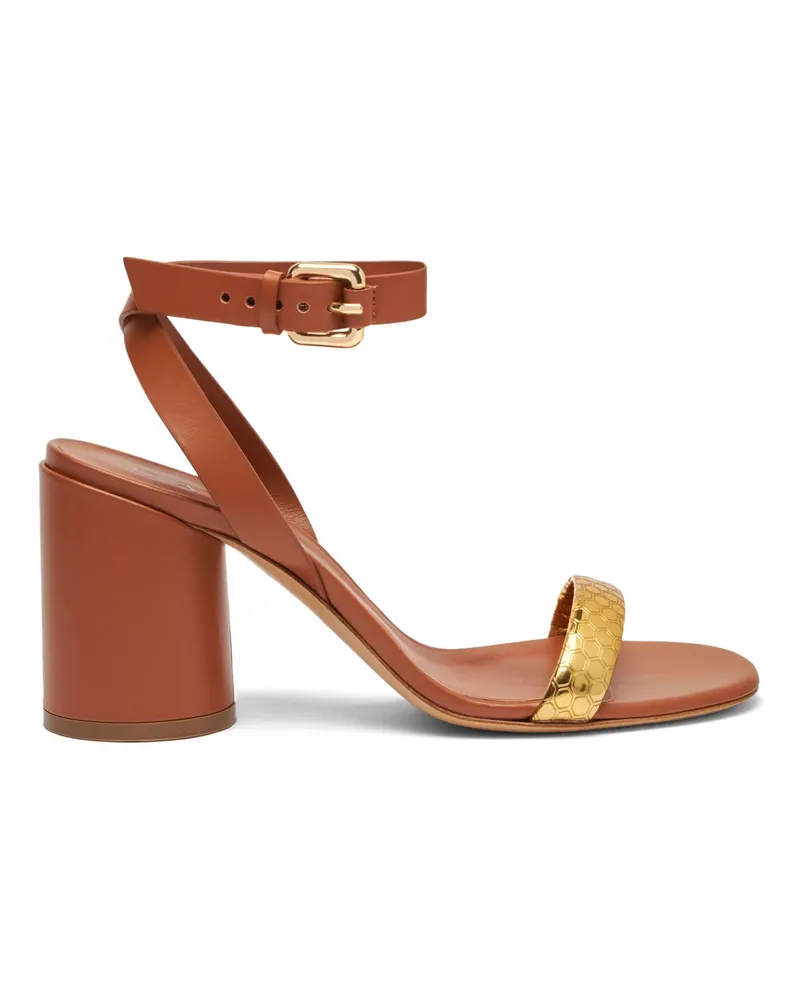 Casadei Atomium Cleo Leather and Gold Sandals Gold