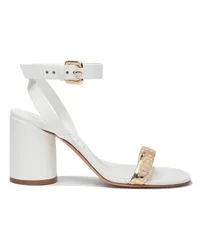 Casadei Atomium Cleo Leather and Platinum Sandals Gold