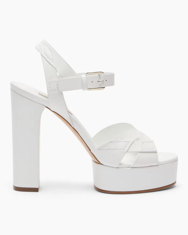 Casadei Betty Leather Platforms Sandals - Frau Plateauschuhe White White