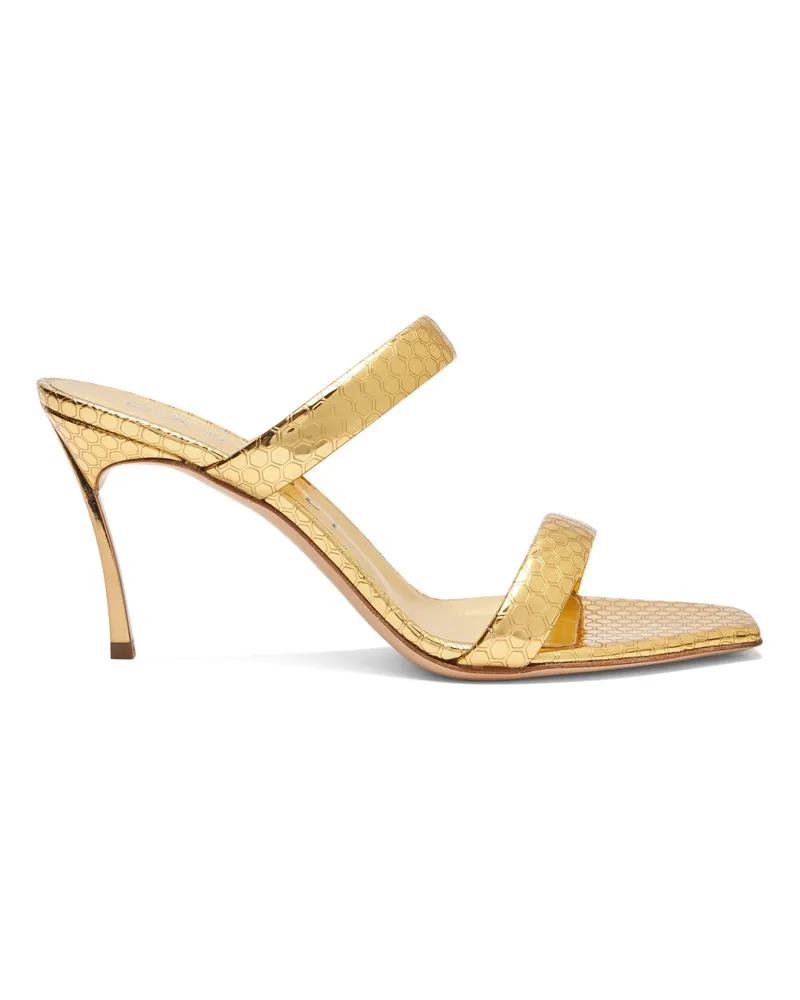 Casadei Superblade Atomium Gold Mules Gold