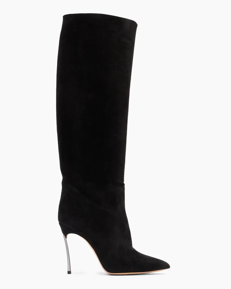 Casadei Blade Suede High Boots - Frau Hohe Stiefel Black Black