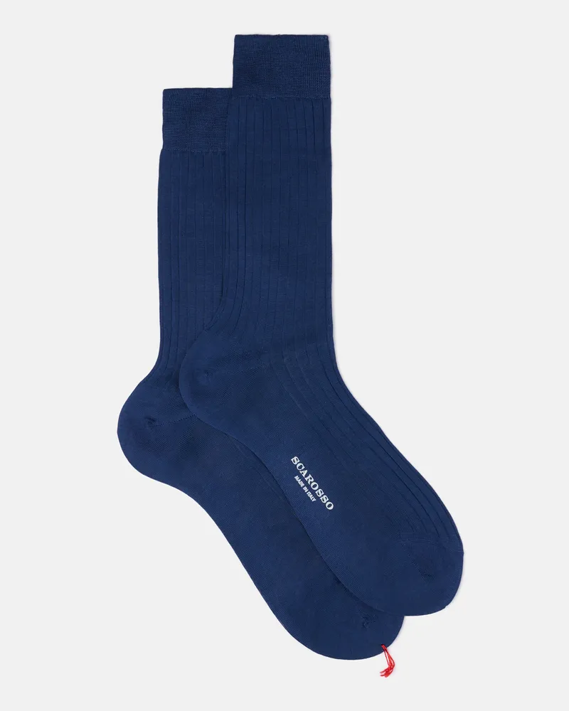 Scarosso Wadenstrümpfe Blau Baumwolle - Mann Socken Blau - Baumwolle Blau