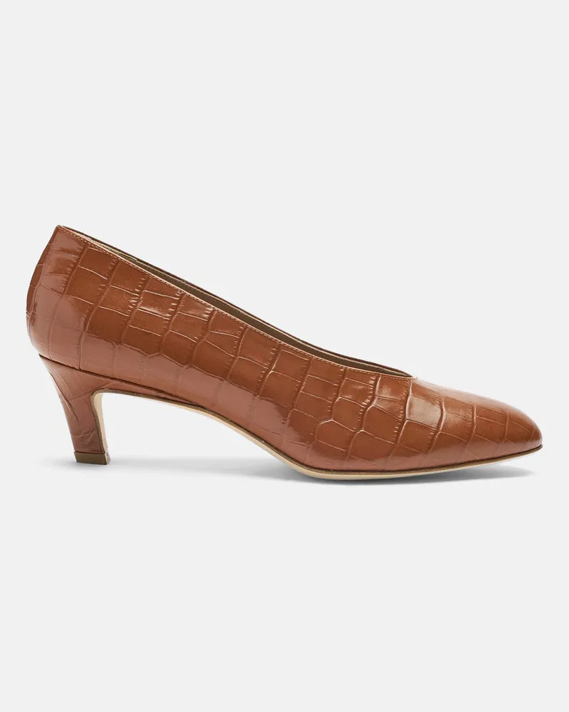 Scarosso Deva Cognac Kroko - Frau High Heels Cognac - Kalbsleder Mit Krokoprägung Cognac