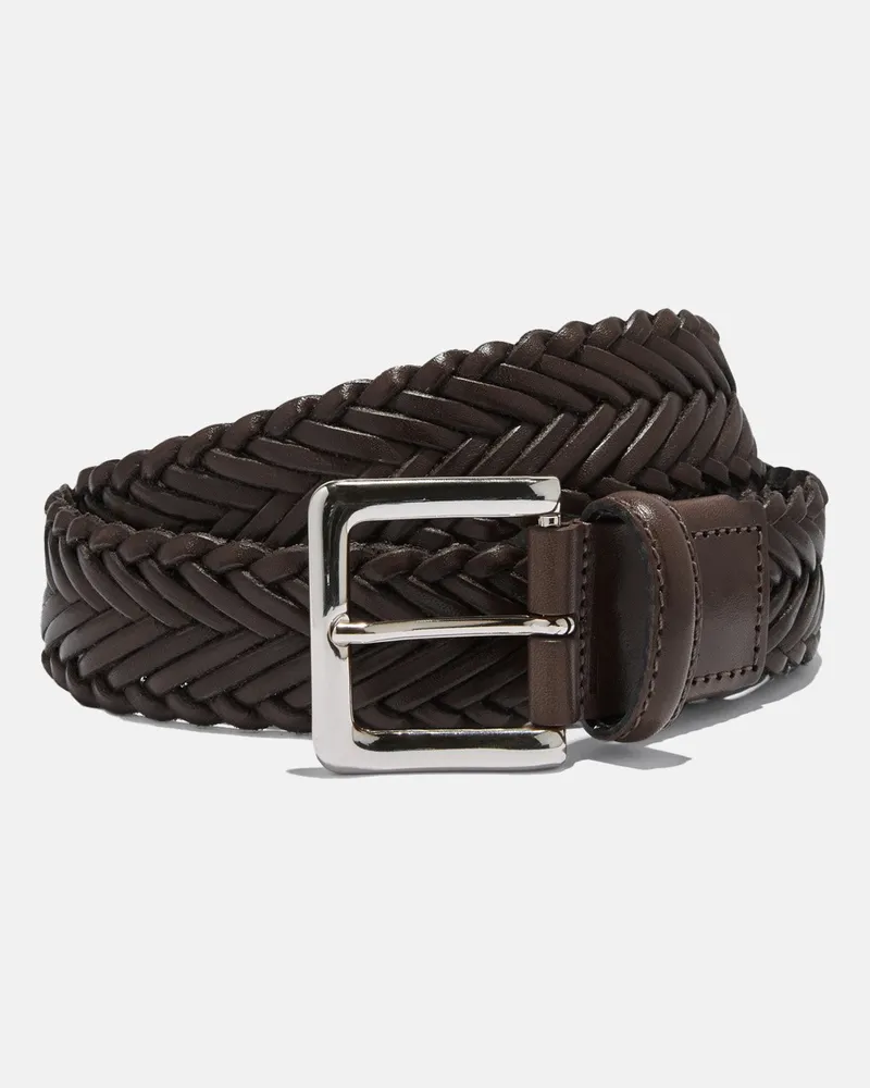 Scarosso Cintura Marrone Intrecciata - Mann Gürtel Braun - Kalbsleder Braun