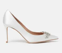 Greta Satin Strass - Frau High Heels Weiß - Seide