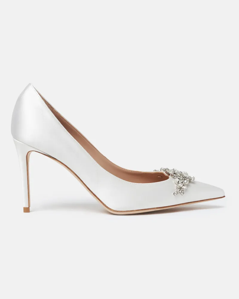 Scarosso Greta Satin Strass - Frau High Heels Weiß - Seide Weiß